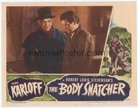3a260 BODY SNATCHER LC '45 close up of creepy Boris Karloff in top hat with Russell Wade!