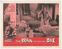 3a291 BRAIN THAT WOULDN'T DIE LC #4 '62 great image of cone-headed guy by naked girl under sheet!