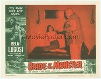 3a255 BRIDE OF THE MONSTER LC #4 '56 Ed Wood, giant Tor Johnson stands by screaming girl in cell!