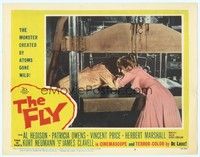 3a304 FLY LC #6 '58 Patricia Owens has to kill monster husband Al Hedison in giant press!
