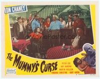 3a226 MUMMY'S CURSE LC #6 R51 Kay Harding watches large group of scared men talking in bar!