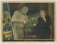 3a199 MUMMY'S GHOST LC '44 terrified old guy points gun at bandaged monster Lon Chaney!