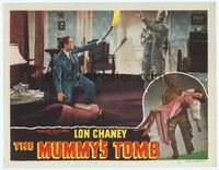 3a234 MUMMY'S TOMB LC #5 R48 John Hubbard wards off monster Lon Chaney Jr. with flaming torch!