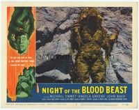 3a329 NIGHT OF THE BLOOD BEAST LC #3 '58 best close up of the head hunting thing, no girl was safe!