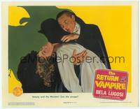 3a238 RETURN OF THE VAMPIRE LC '44 incredible close up of Bela Lugosi & his sexy female victim!