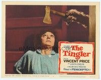 3a345 TINGLER LC #2 '59 best image of wacky monster hand holding axe over Judith Evelyn's head!