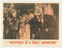 3a355 WEREWOLF IN A GIRLS' DORMITORY LC #6 '63 beautiful girl watches monster begin his rampage!