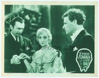 3a268 WHITE ZOMBIE LC R38 Bela Lugosi holds hand of transfixed Madge Bellamy as guy watches!
