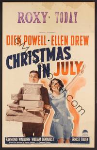 3a155 CHRISTMAS IN JULY WC '40 Preston Sturges, different image of Dick Powell & Ellen Drew!