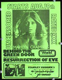 3b441 BEHIND THE GREEN DOOR/RESURRECTION OF EVE herald '76 Marilyn Chambers + Clockwork Orange!