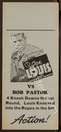 3b497 JOE LOUIS VS BOB PASTOR blue herald '39 boxing match, cool image of Louis!
