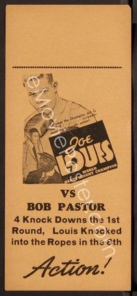 3b498 JOE LOUIS VS BOB PASTOR brown herald '39 boxing match, cool image of Louis!