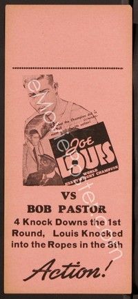 3b499 JOE LOUIS VS BOB PASTOR pink herald '39 boxing match, cool image of Louis!