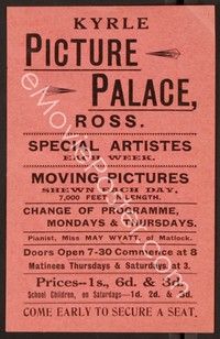 3b510 KYRLE PICTURE PALACE herald '30s local theater herald, special artistes each week!