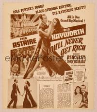 3b588 YOU'LL NEVER GET RICH herald '41 different c/u of Fred Astaire dancing w/sexy Rita Hayworth!