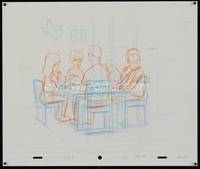 3b029 KING OF THE HILL pencil drawing '00s Greg Daniels & Mike Judge, Hill family eating dinner!