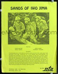 3b284 SANDS OF IWO JIMA promo brochure R60s John Wayne, John Agar, World War II!