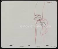 3b016 SIMPSONS pencil drawing '00s Matt Groening, cartoon artwork of Marge holdling Maggie!