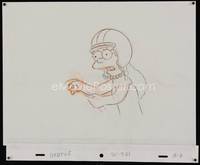3b005 SIMPSONS pencil drawing '90s Matt Groening, cartoon artwork of Marge driving with helmet!
