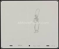 3b004 SIMPSONS pencil drawing '90s Matt Groening, cartoon art of Marge with groceries!