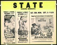 3b063 STATE THEATRE SEPT 4 mini WC '56 The Vanishing American, John Wayne, The Searchers