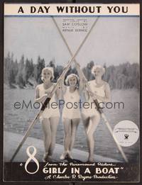 3b599 8 GIRLS IN A BOAT sheet music '34 sexy girls in swimsuits, A Day Without You!