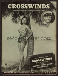 3b641 CROSSWINDS sheet music '51 John Payne, full-length Rhonda Fleming in bikini!