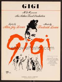 3b674 GIGI sheet music '58 art of winking Leslie Caron, Best Director & Best Picture winner!