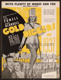 3b682 GOLD DIGGERS OF 1937 sheet music '36 sexy Joan Blondell, With Plenty of Money and You!