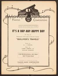 3b687 GULLIVER'S TRAVELS sheet music '39 classic Dave Fleischer cartoon, It's a Hap-Hap-Happy Day!
