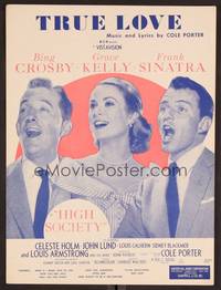 3b696 HIGH SOCIETY sheet music '56 Frank Sinatra, Bing Crosby & Grace Kelly, True Love!