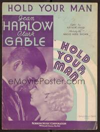 3b700 HOLD YOUR MAN sheet music '33 great close up of Jean Harlow & Clark Gable!