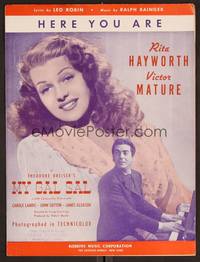3b743 MY GAL SAL sheet music '42 sexy Rita Hayworth & Victor Mature, Here You Are!