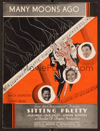 3b804 SITTING PRETTY sheet music '33 wonderful art of Ginger Rogers, Oakie & Haley, Many Moons Ago