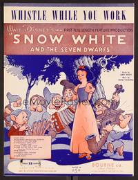 3b808 SNOW WHITE & THE SEVEN DWARFS sheet music R70s Disney cartoon classic, Whistle While You Work