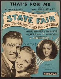 3b819 STATE FAIR sheet music '45 Rogers & Hammerstein musical, That's For Me!
