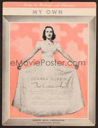 3b834 THAT CERTAIN AGE sheet music '38 great image of Deanna Durbin in wedding dress, My Own!