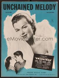3b851 UNCHAINED sheet music '55 close-up of pretty Barbara Hale, Unchained Melody!