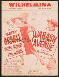 3b856 WABASH AVENUE sheet music '50 Betty Grable & Victor Mature, Wilhelmina!