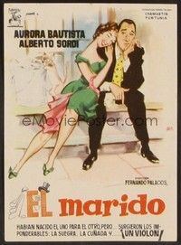 3b164 IL MARITO Spanish herald '58 romantic Jano art of Alberto Sordi, Aurora Bautista!