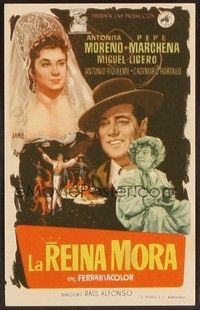 3b165 LA REINA MORA Spanish herald '55 art of Antonita Moreno & top stars by Jano!