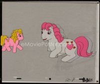 3b042 MY LITTLE PONY animation cel '86 cartoon, artwork of white & pink ponies!