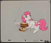 3b041 MY LITTLE PONY animation cel '86 cartoon, artwork of pony with sandwich!