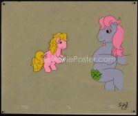 3b043 MY LITTLE PONY animation cel '86 cartoon, pony reading a book to another pony!
