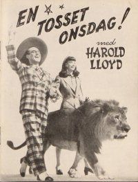 3b097 SIN OF HAROLD DIDDLEBOCK Danish program '47 Preston Sturges, Harold Lloyd & lion!