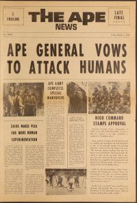 3b442 BENEATH THE PLANET OF THE APES herald '70 sci-fi sequel, cool newspaper design w/articles!