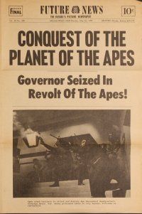 3b461 CONQUEST OF THE PLANET OF THE APES herald '72 Roddy McDowall, governor seized in revolt!