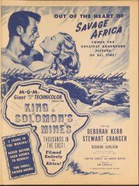 3b508 KING SOLOMON'S MINES herald '50 Deborah Kerr & Stewart Granger in Africa!