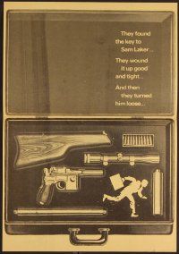 3b530 NAKED RUNNER herald '67 Frank Sinatra, cool image of sniper rifle gun dismantled in suitcase