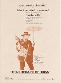 3b561 STRANGER RETURNS herald '68 great spaghetti western image of Tony Anthony w/umbrella!